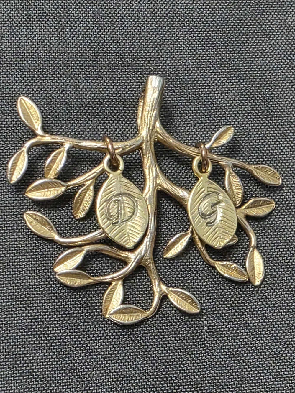 Estate Gold Tone - Signed DG Designer Pendant - 442